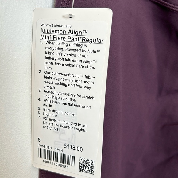 NWT Lululemon Align Mini Flare Pant - Grape Thistle - Picture 3 of 4